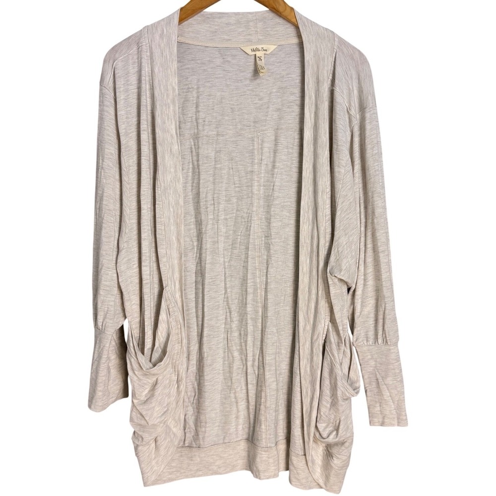 Matilda Jane Open Front Draped Cardigan Light Heather Gray M